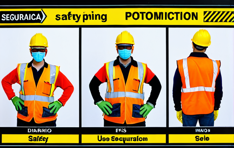 **
A vibrant construction site safety poster. Illustrate construction workers wearing full PPE (helmets, safety glasses, gloves, vests), actively participating in a Diálogo Diário de Segurança (DDS) led by a safety technician. The background shows typical construction hazards but with clear visual cues indicating safety measures in place (guardrails, safety nets). Incorporate Portuguese text snippets like "Segurança em Primeiro Lugar" (Safety First) and "Use EPIs" (Use PPE). The style should be colorful and informative, like a public service announcement.
**