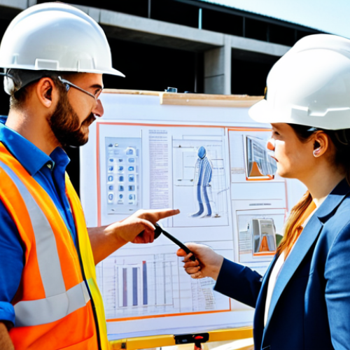 **

"A safety training session in a modern construction site, workers fully clothed in personal protective equipment (PPE) like helmets and vests, instructor pointing at a safety diagram, safe for work, appropriate content, fully clothed, professional, perfect anatomy, natural proportions, bright daylight, clear image."

**