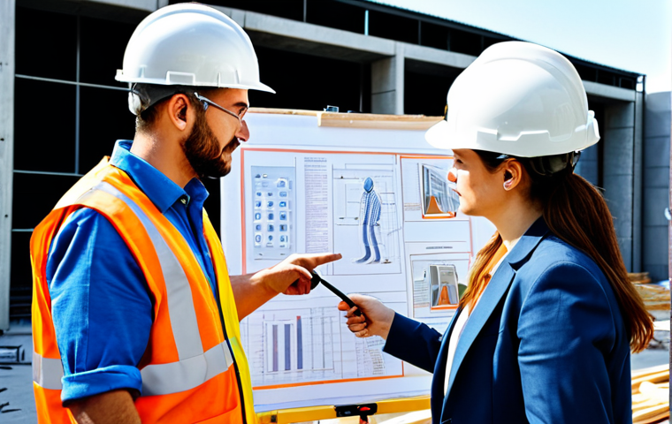 **
"A safety training session in a modern construction site, workers fully clothed in personal protective equipment (PPE) like helmets and vests, instructor pointing at a safety diagram, safe for work, appropriate content, fully clothed, professional, perfect anatomy, natural proportions, bright daylight, clear image."
**