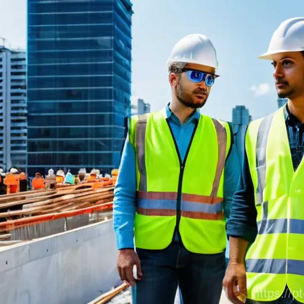 건설안전기사 필기에서 자주 나오는 키워드 - **Prompt:** A diverse group of construction workers, including men and women of various ethnicities,...