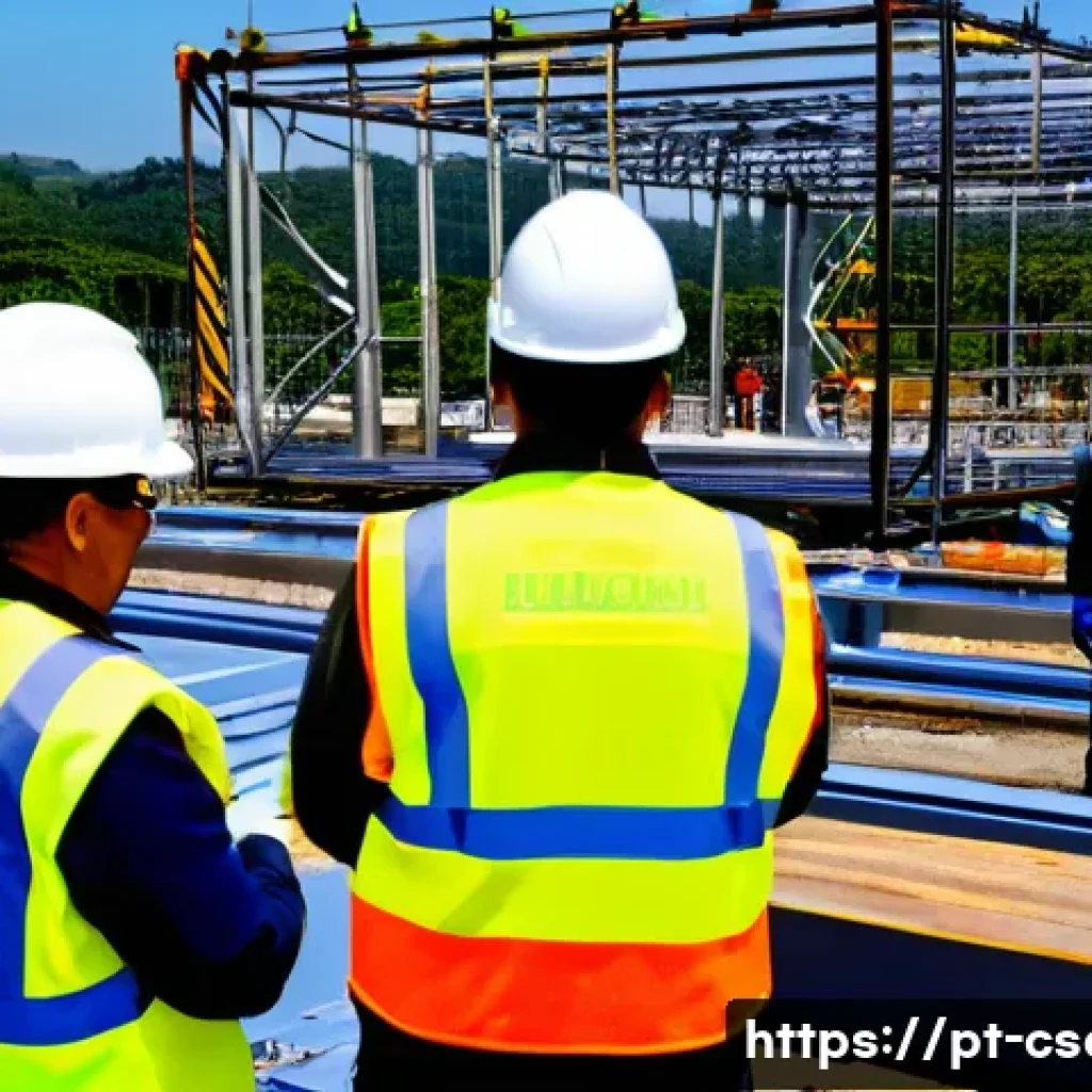 건설안전 실무 경험을 바탕으로 책 집필하기 - A detailed construction site scene during daytime in Brazil, showing diverse workers wearing proper ...