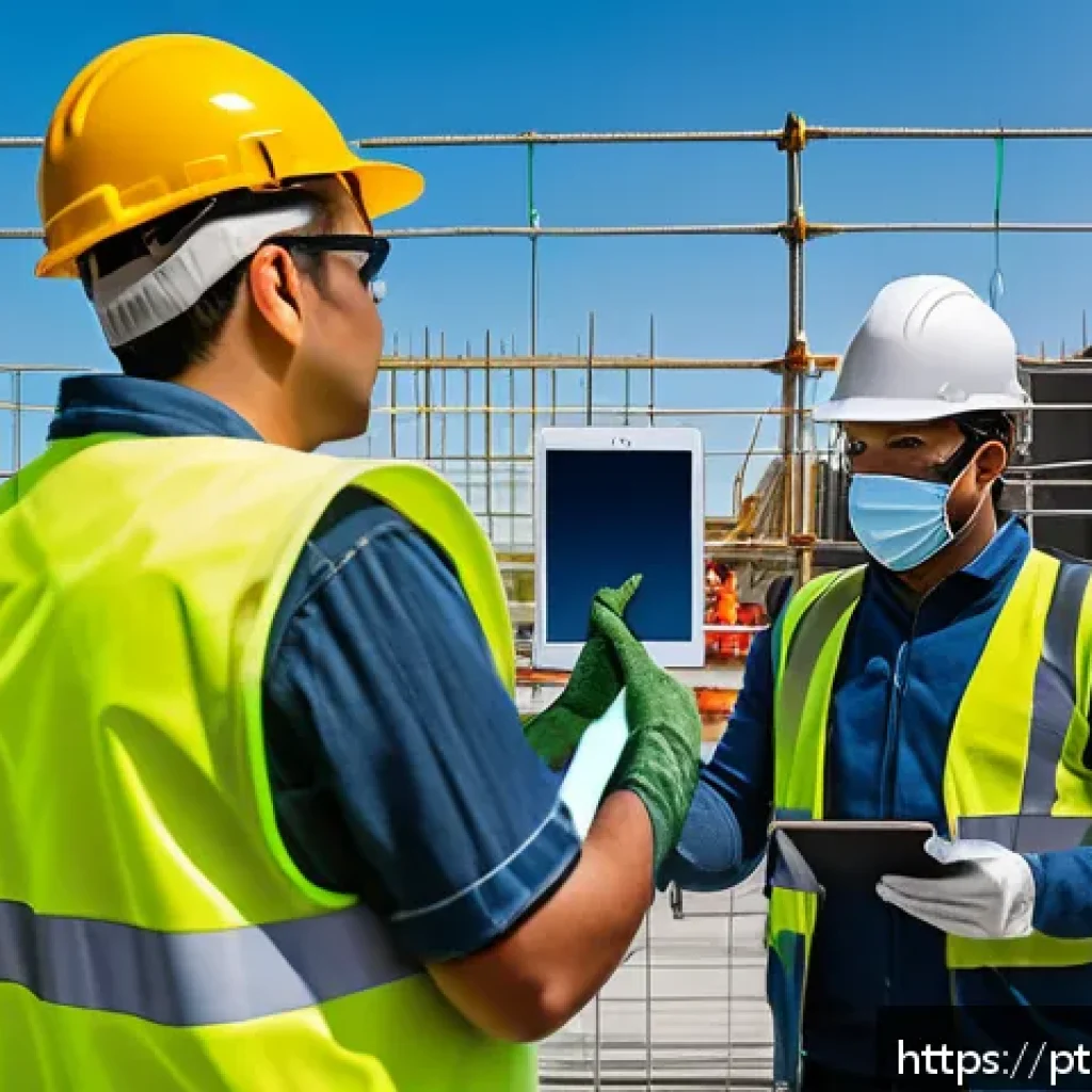 건설안전기사로 성공한 전문가 인터뷰 - A diverse group of Brazilian construction workers wearing modern safety gear including helmets, refl...