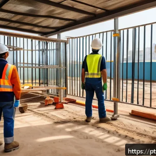 Home 32 건설안전기사 실기에서 평가 기준 이해하기 - A construction site scene in Brazil featuring a diverse group of workers wearing proper personal pro...