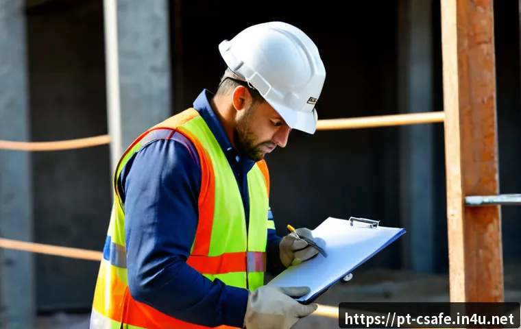 Home 17 건설안전업무 일상과 에피소드 - Photorealistic Brazilian construction safety officer beginning a busy workday at a sunlit urban buil...